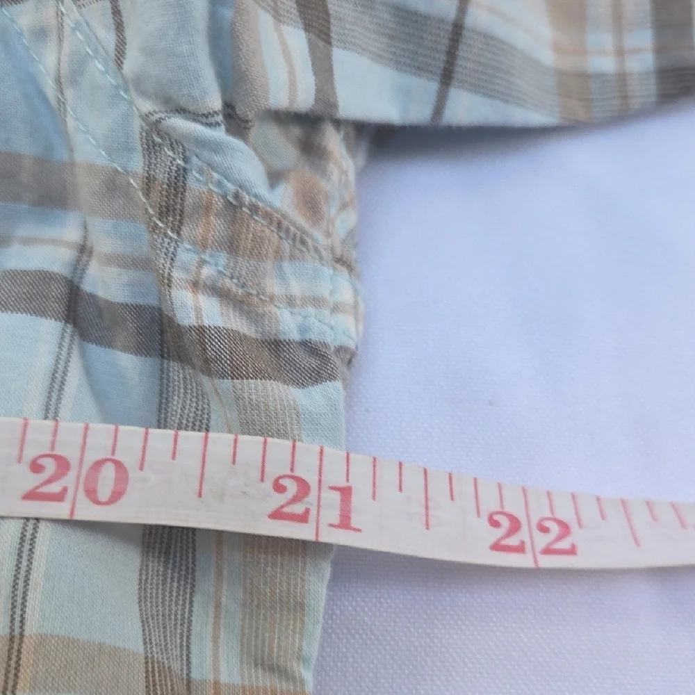 J. Crew Men's Light Blue and Brown Plaid Shirt